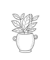 Vector cute card with house plant in pot