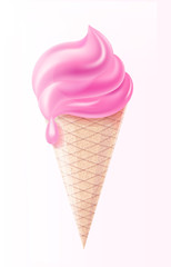 3d pink ice cream vector
