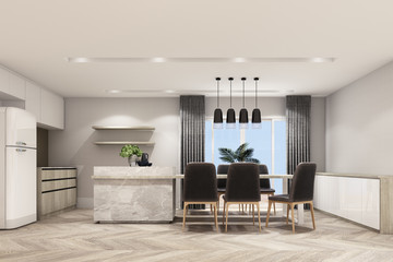 Dining area modern contemporary style. 3d rendering