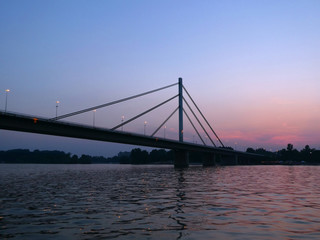 Fototapeta na wymiar Bridge over Danube river at sunset, Novi Sad, Serbia