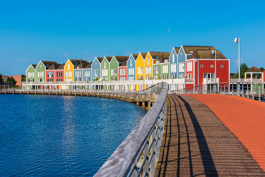 Modern Multi Colored houses in Houten Netherlands