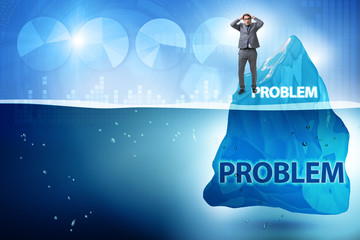 Businessman in problem concept with iceberg