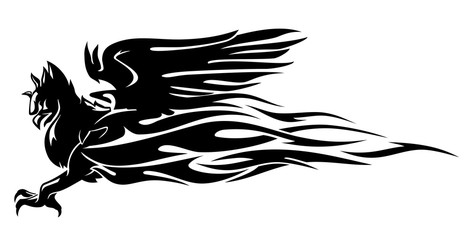 Griffin Abstract Flame Silhouette