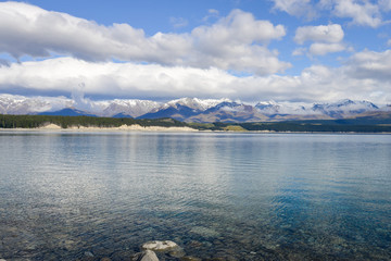 Lake Tekapo with snowy mountains on the background at New Zealand South island