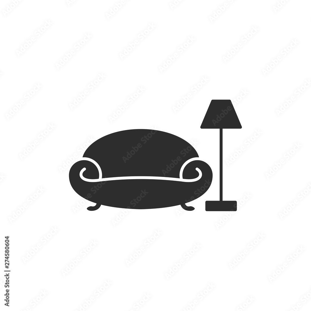 Poster sofa furniture couch icon template black color editable. sofa furniture symbol flat vector sign isol