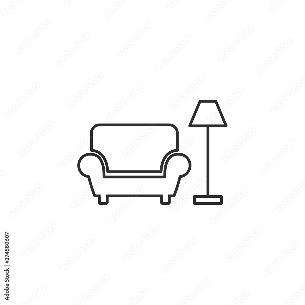 Aufkleber sofa furniture couch icon template black color editable. sofa furniture symbol flat vector sign isol