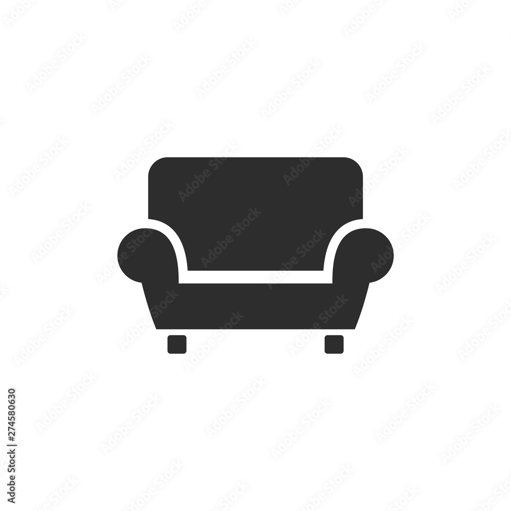 Aufkleber sofa furniture couch icon template black color editable. sofa furniture symbol flat vector sign isol