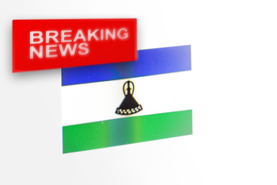 Breaking news, Lesotho country's flag and the inscription news