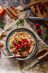 Homemade porridge with forest berries