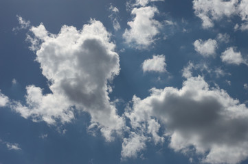 Summer sunny sky with cumulus clouds.