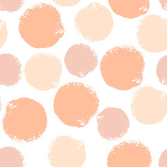 Colorful grunge seamless pattern with abstract hand drawn  round brush strokes, paint splashes, circles, dots, geometrical shapes. Messy infinity texture, modern grungy background.Vector illustration.