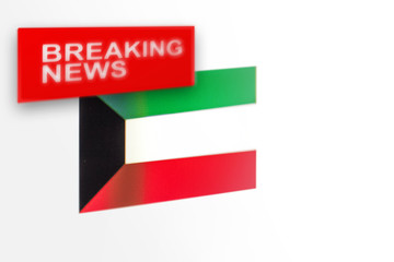 Breaking news, Kuwait country's flag and the inscription news