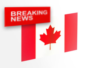 Fototapeta na wymiar Breaking news, Canada country's flag and the inscription news