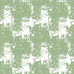 Colorful green and white grunge seamless pattern with abstract hand drawn brush strokes and paint splashes. Messy infinity texture, modern grungy background. Vector illustration. 