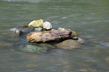 stones in water  stones in a mountain river