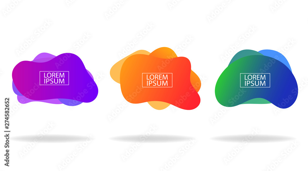 Poster set of dynamic geometric liquid shapes.abstract modern design wave for website, social media or mobi
