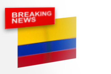 Breaking news, Colombia country's flag and the inscription news