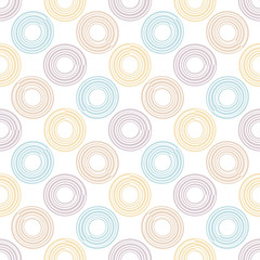 Abstract seamless pattern of circles, rings. Vector illustration. 