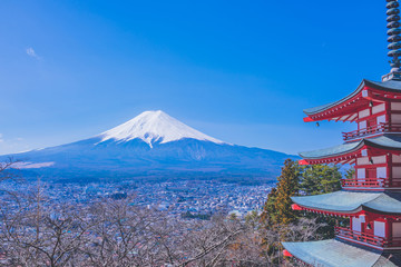 Fototapeta premium Beautiful scenery of Mount Fuji on sunny days