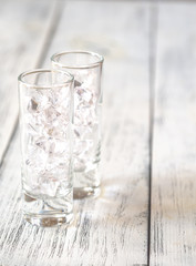 Shot glasses with crushed ice