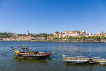 Wine boats on the river Douro in Porto, Portugal