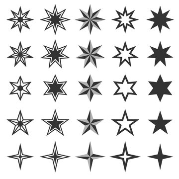 Star icon set back and white