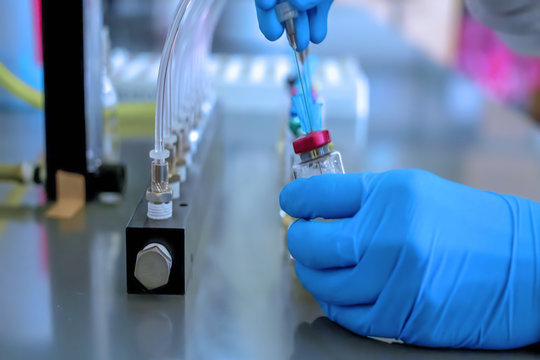 Abstract, blurry, bokeh background, image for the background. Medicine, pharmacy, public health and the concept of pharmacy and the manufacture, laboratory science.
