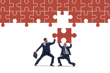 Concept of businessman with missing jigsaw puzzle piece