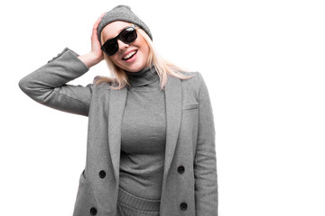 portrait of young girl in casual outfit isolated on background