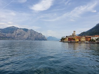 Town of Malcesine on Lago di Garda skyline view, Veneto region of Italy