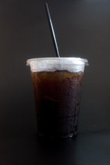 Ice black coffee in transparent glass