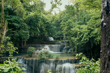 travel tropical forest waterfalls at Thailand