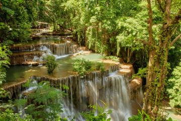 Plakat travel tropical forest waterfalls at Thailand