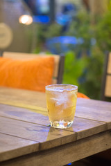 A glass of whiskey or cognac or alcohol drink