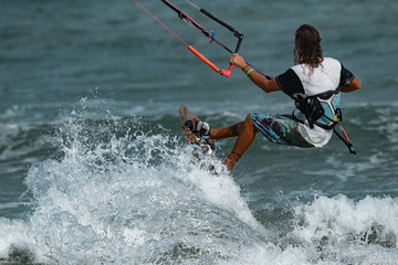 Naklejka premium Kitesurfer In Action
