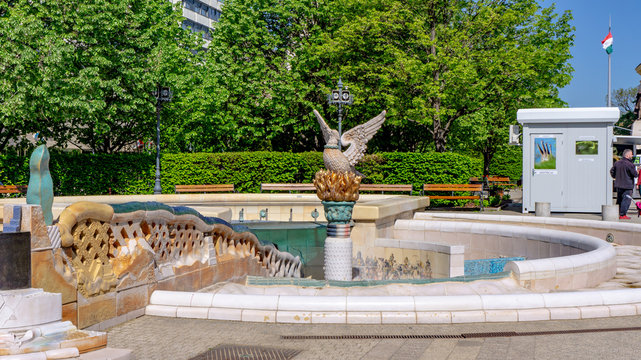 View the millenium fountain in Debrecen, Hungary,
