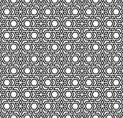 Seamless arabic geometric ornament in black and white.
