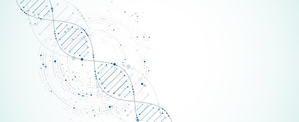 Science template, wallpaper or banner with a DNA molecules. Vector illustration. - obrazy, fototapety, plakaty