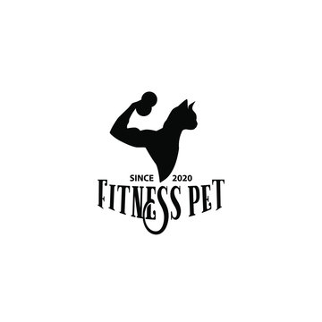 Fitness Pet animal dog cat logo design