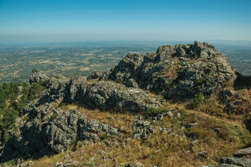 Fototapeta premium Rocky hill with countryside landscape at the Marvao Castle