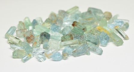 Aquamarine raw gemstones
