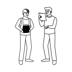 Obraz premium male builders constructors workers characters