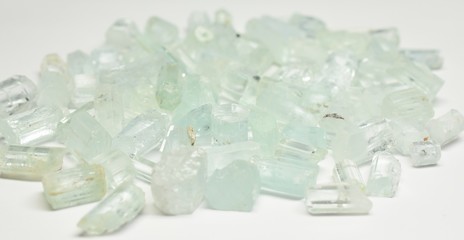Aquamarine raw gemstones