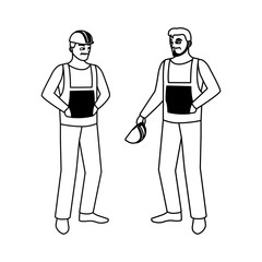 male builders constructors workers characters