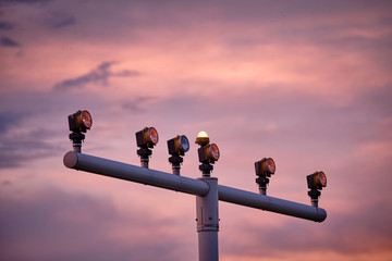 A part of the approach lighting system of an airport to help pilots while landing in front of...