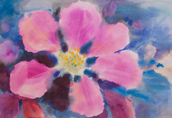 Abstract watercolor painting of roses.