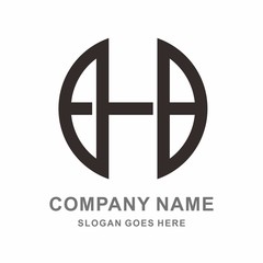 Monogram Letter H Circle Business Company Vector Logo Design