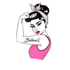 strong girl, pink, believe, on white background © jose