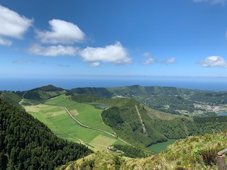 Fototapeta premium panorama of mountains on São Miguel island, Azores, Portugal near Sete Cidades