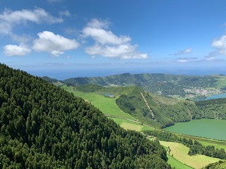 Fototapeta na wymiar view of landscape on São Miguel island, Azores, Portugal near Sete Cidades